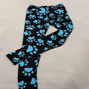 Black Leggings with Blue Paw Print